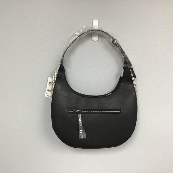 ALFANI Women's Circle Hobo Bag - BLACK/SNAKE TRIM - Style 100009104700 - NWT - Picture 1 of 8